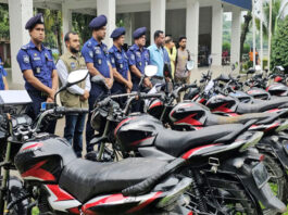 নাটোরে ১৬ চোরাই মোটরসাইকেল উদ্ধার