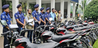 নাটোরে ১৬ চোরাই মোটরসাইকেল উদ্ধার