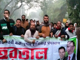 ঝিনাইদহের হরতালের সমর্থনে বিএনপির বিক্ষোভ মিছিল