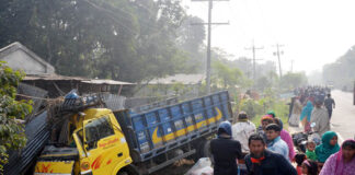 খোকসায় দোকানে মধ্যে ঢুকে পরলো ট্রাক