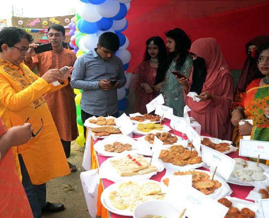 খোকসায় পিঠা উৎসব ও বসন্ত বরণ