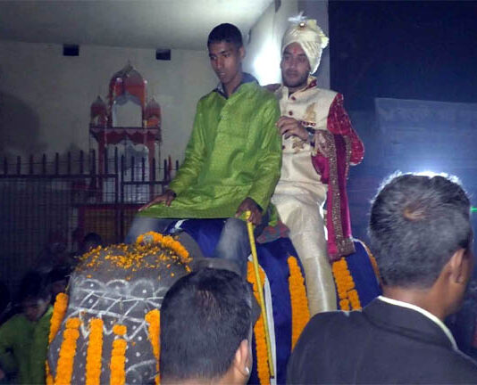 দাদুর শখ পূরণে হাতিতে চড়িয়ে নাতির বিয়ে