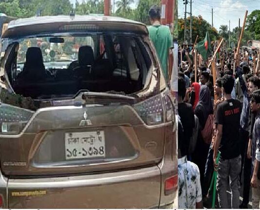 ঝিনাইদহে এমপির গাড়ি ভাংচুর