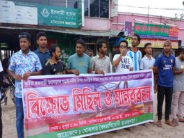 খোকসায় সেতুর টোল আদায় বন্ধের দাবিতে মানববন্ধন