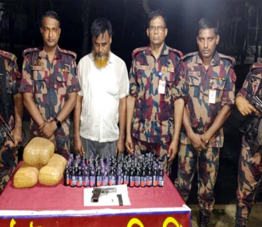 দৌলতপুর সীমান্তে পিস্তল-গুলি ও মাদকসহ একজন আটক